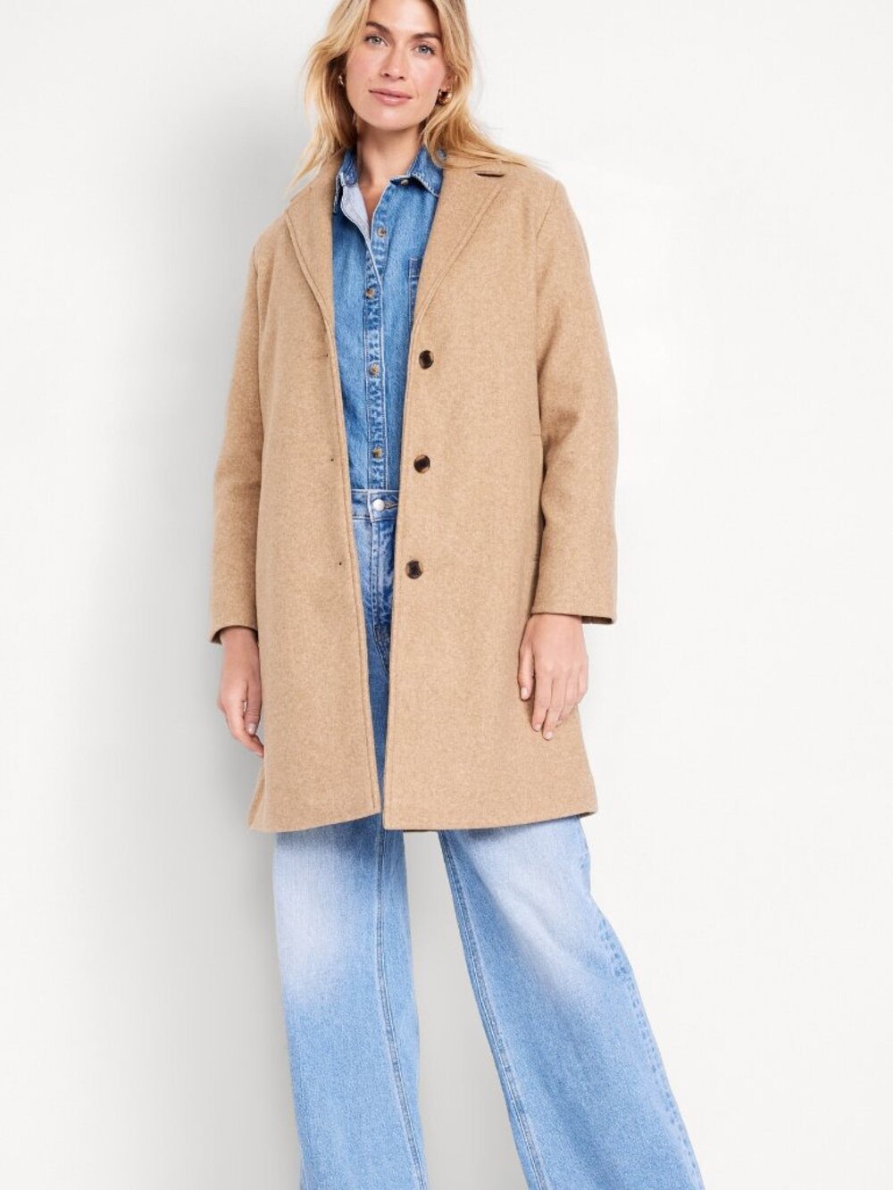 NWT Old Navy Womens Camel Relaxed Car Coat, Lined, Size: M TALL